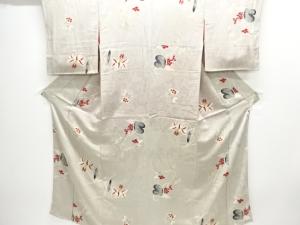 アンティーク　紋錦紗百合模様着物